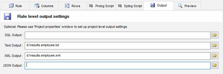 DTM Data Generator: rule level output properties